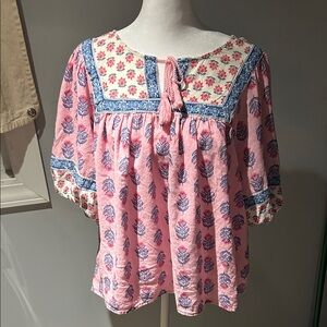 Old Navy Pink and Blue Floral Blouse